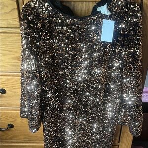 H&M Sequin Dress in Black and Gold